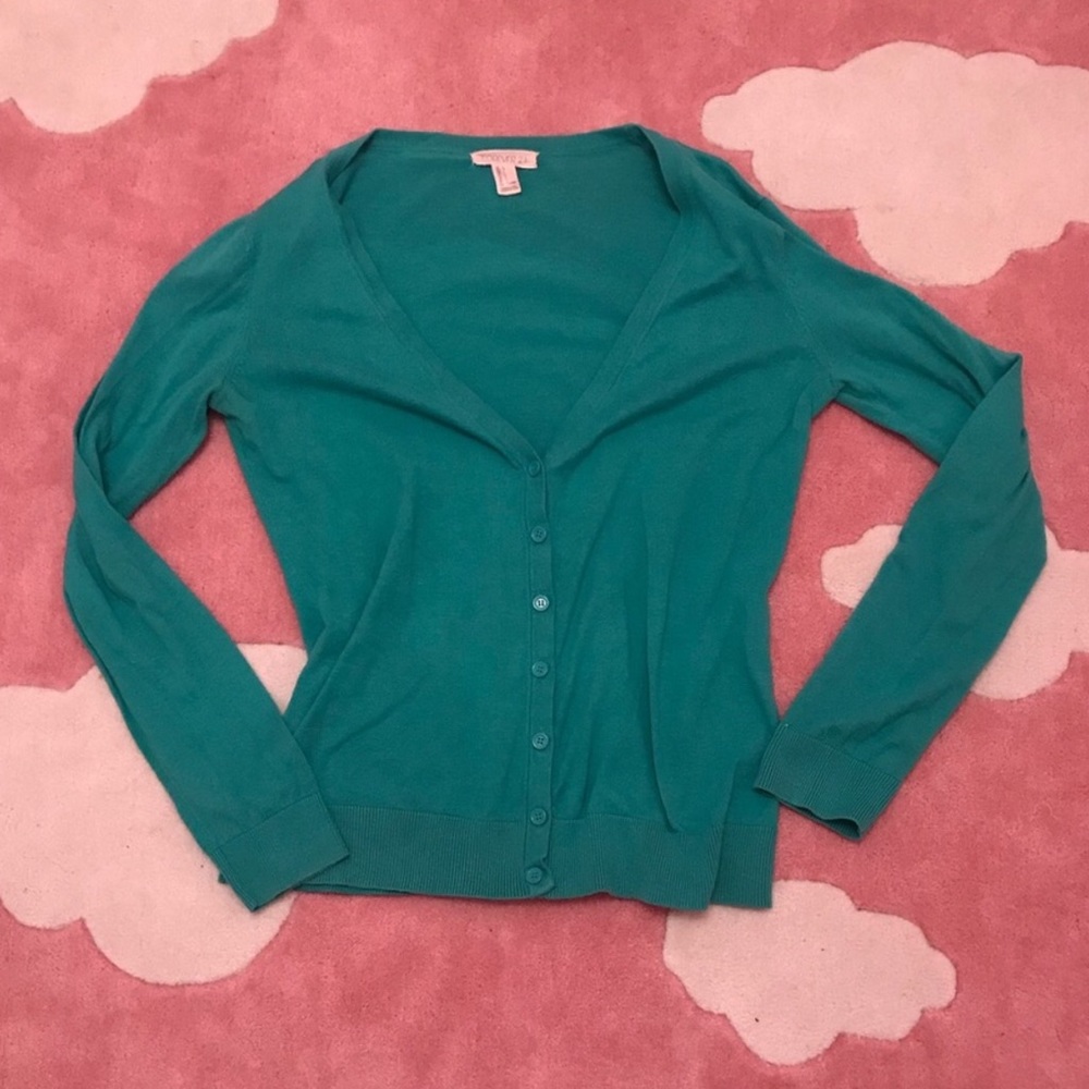 Green forever 21 button down sweater/cardigan